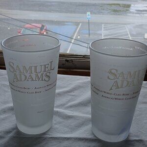 Lot of 2 Samuel Adams Frosted Beer Glasses 16oz Brewery Glassware